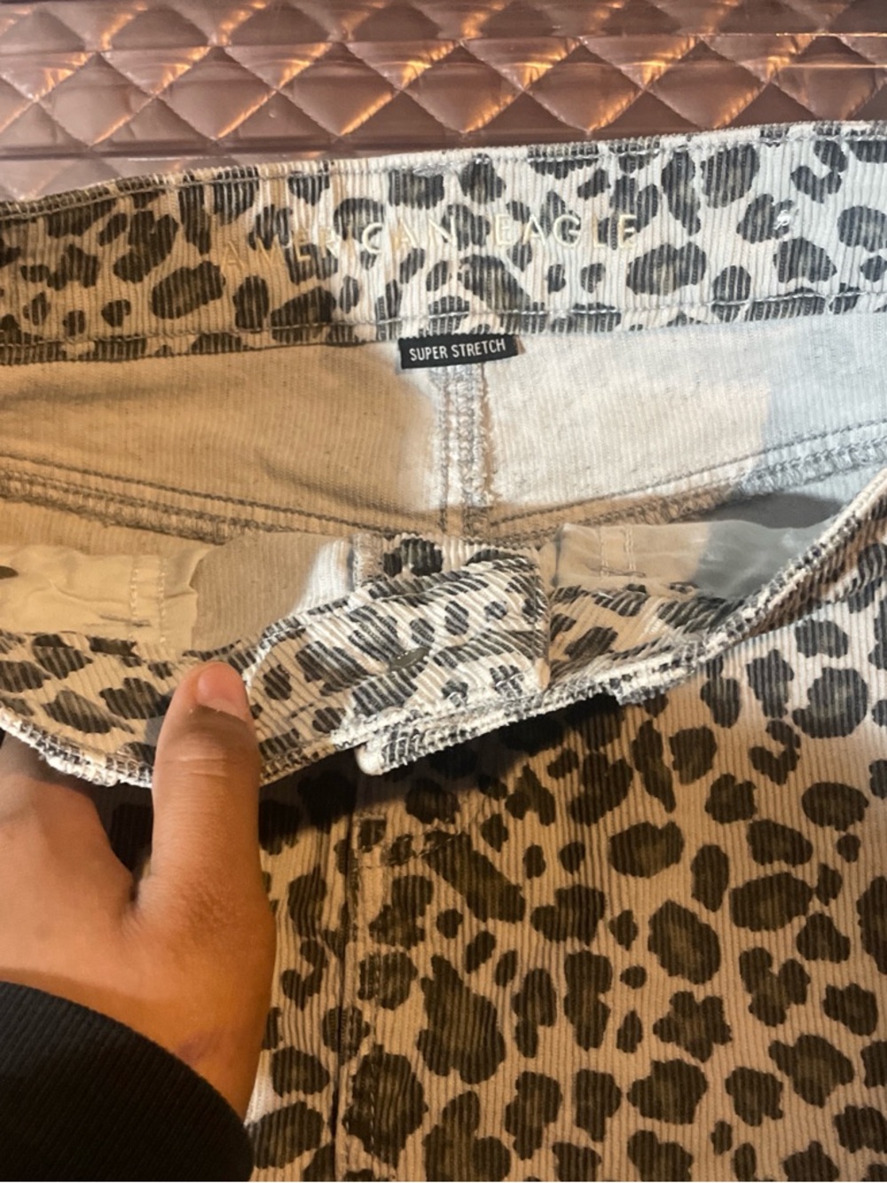 Vintage America Leopard Print Corduroy Mini Skirt in Gray and Cream - Picture 2 of 4